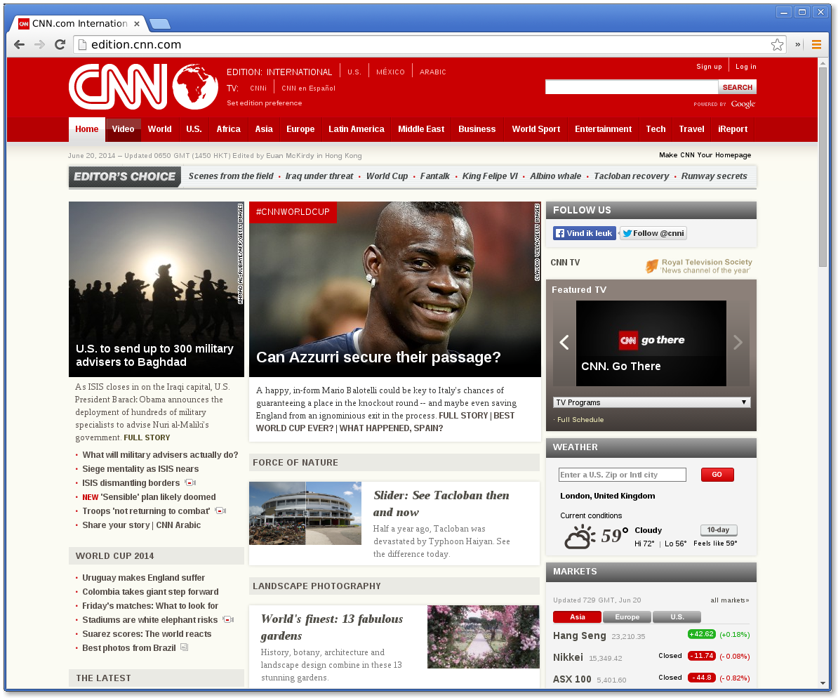CNN.com on a desktop