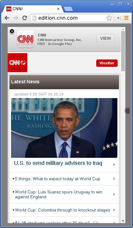 CNN.com on a Nexus 4