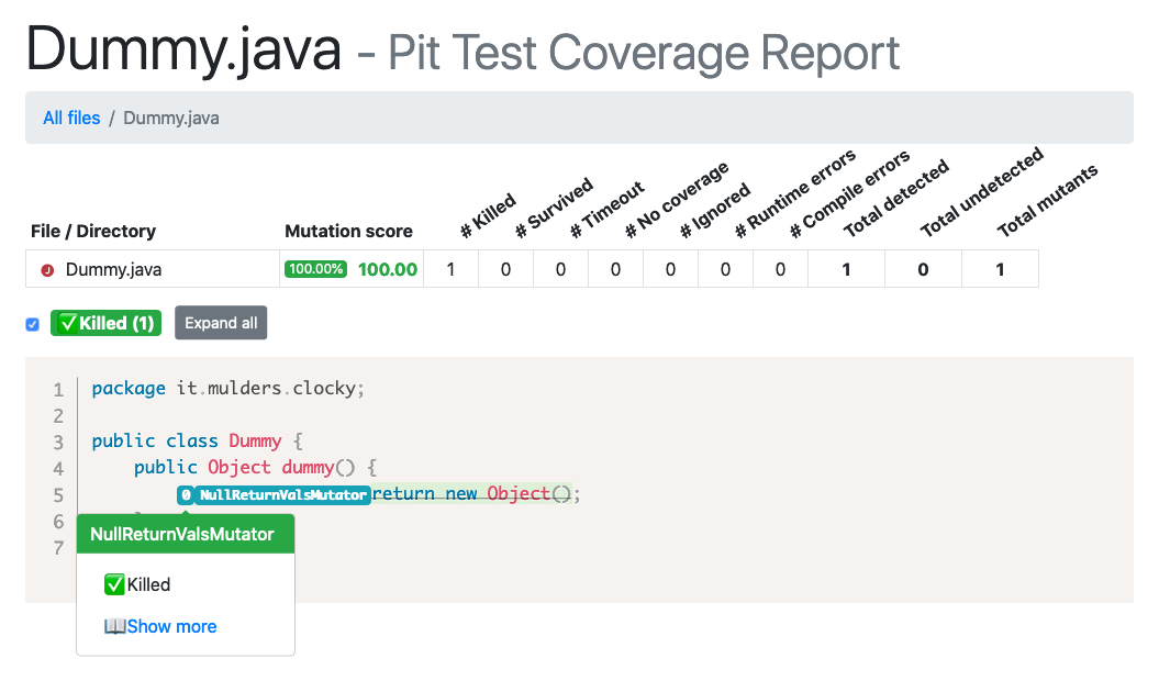 Pitest HTML, powered by Stryker Mutator